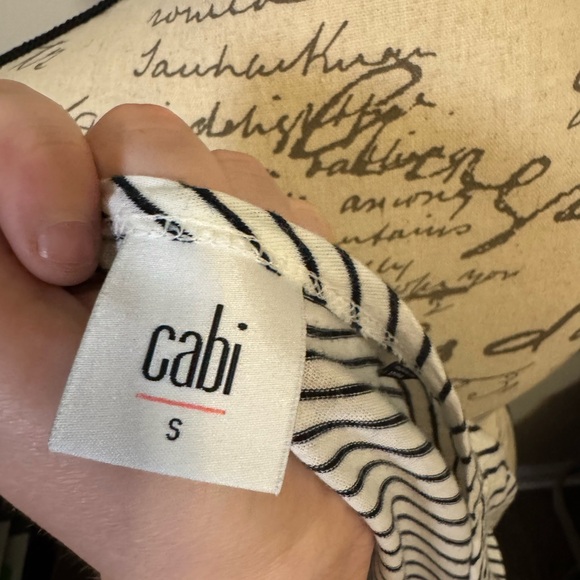 CAbi Women’s Black and White Striped Ruffled 3/4 Sleeve Blouse Size S - Picture 5 of 5